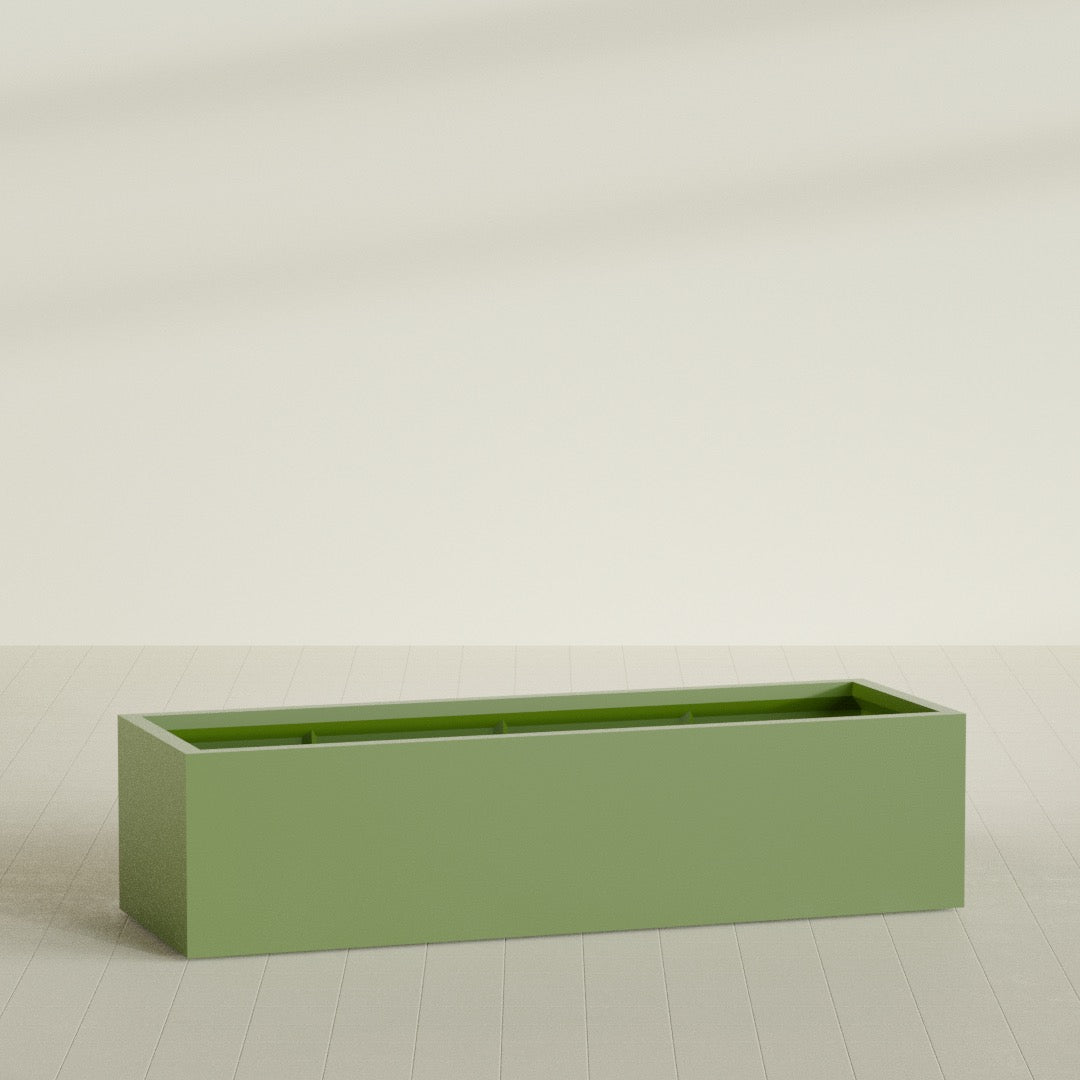 Torino Extra Large Wide Rectangle Fiberglass Planter - 72 in x 24 in x 18 in - Satin Green - Satin Green,72 in x 24 in x 18 in