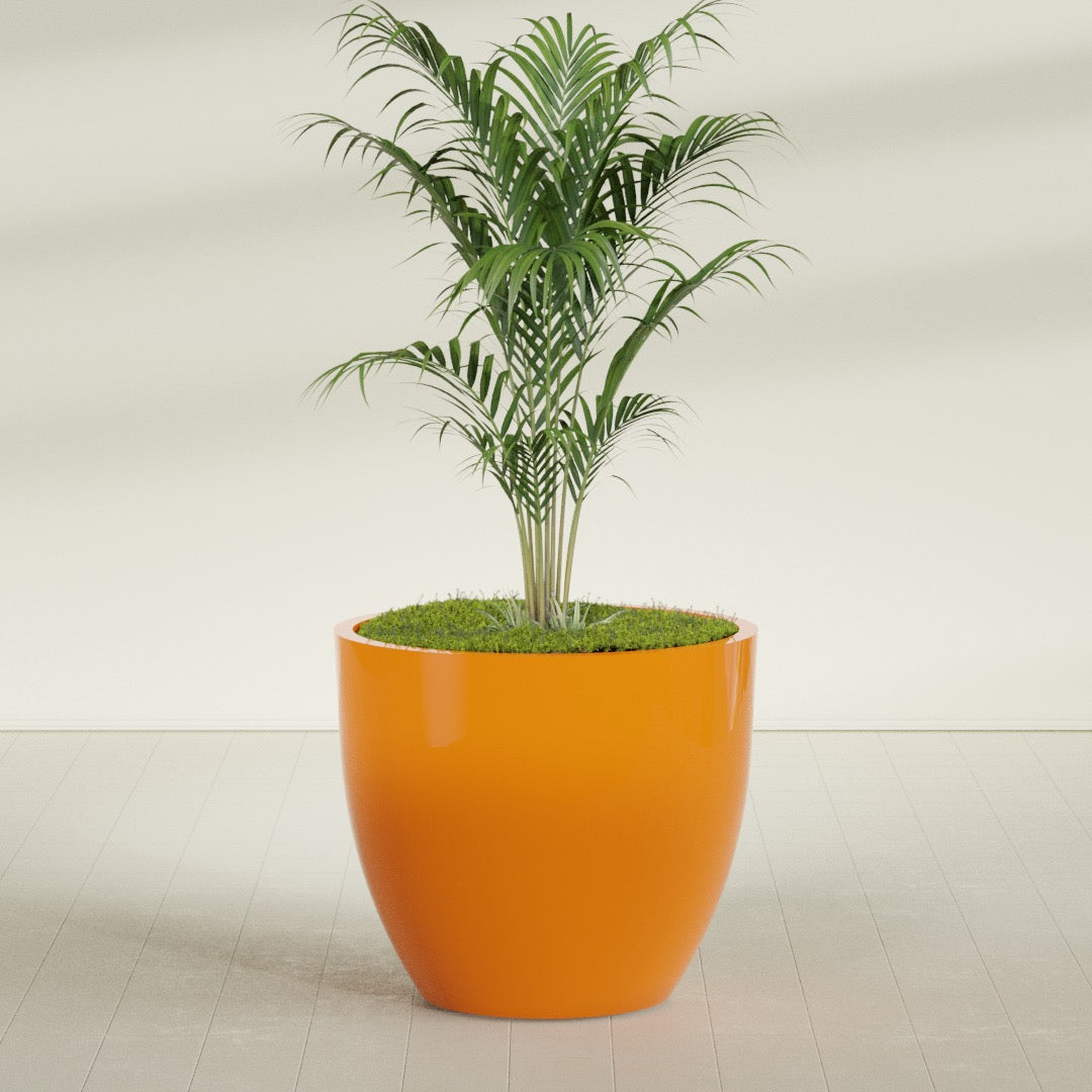 Wannsee Extra Large Round Fiberglass Planter - 50 in x 50 in x 44 in - Gloss Tangerine - Gloss Tangerine,50 in x 50 in x 44 in
