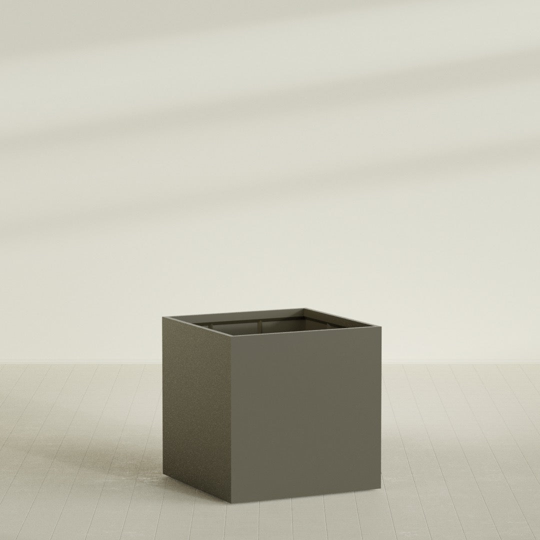 Montroy Extra Large Cube Square Fiberglass Planter - 48 in x 48 in x 48 in - Matte Bronze - Matte Bronze,48 in x 48 in x 48 in