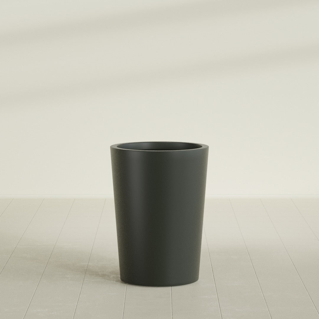 Tegel Large Round Fiberglass Planter - 22 in x 22 in x 30 in - Matte Charcoal - Matte Charcoal,22 in x 22 in x 30 in