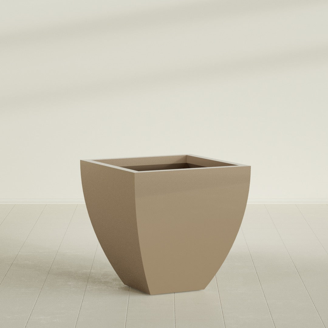 Lima Large Tapered Square Fiberglass Planter - 30 in x 30 in x 30 in - Metallic Gold - Metallic Gold,30 in x 30 in x 30 in