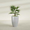 Brannan Large Round Fiberglass Planter - 24 in x 24 in x 35 in - Metallic Silver - Metallic Silver,24 in x 24 in x 35 in
