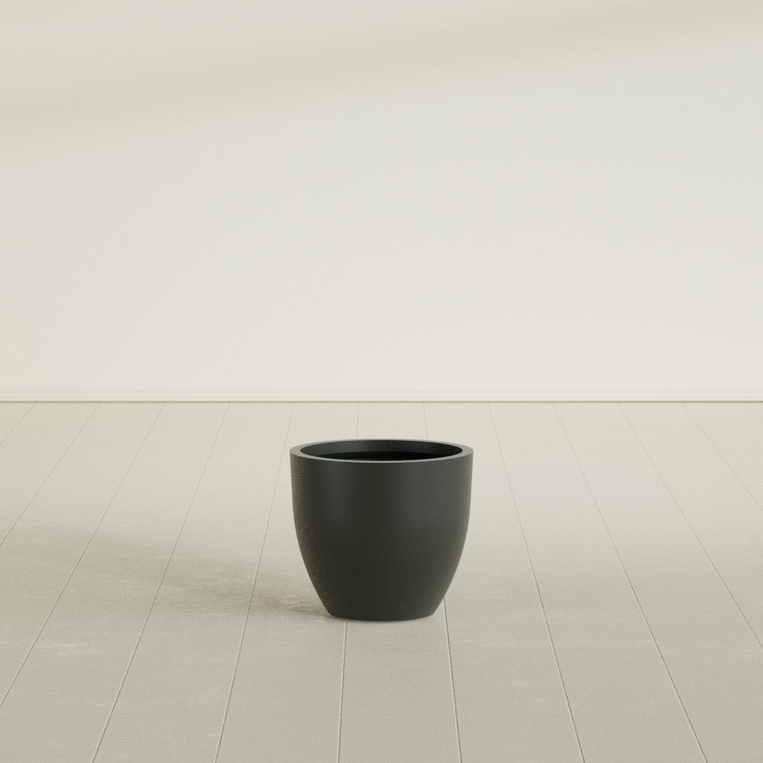 Wannsee Medium Round Fiberglass Planter - 22 in x 22 in x 19 in - Matte Charcoal - Matte Charcoal,22 in x 22 in x 19 in