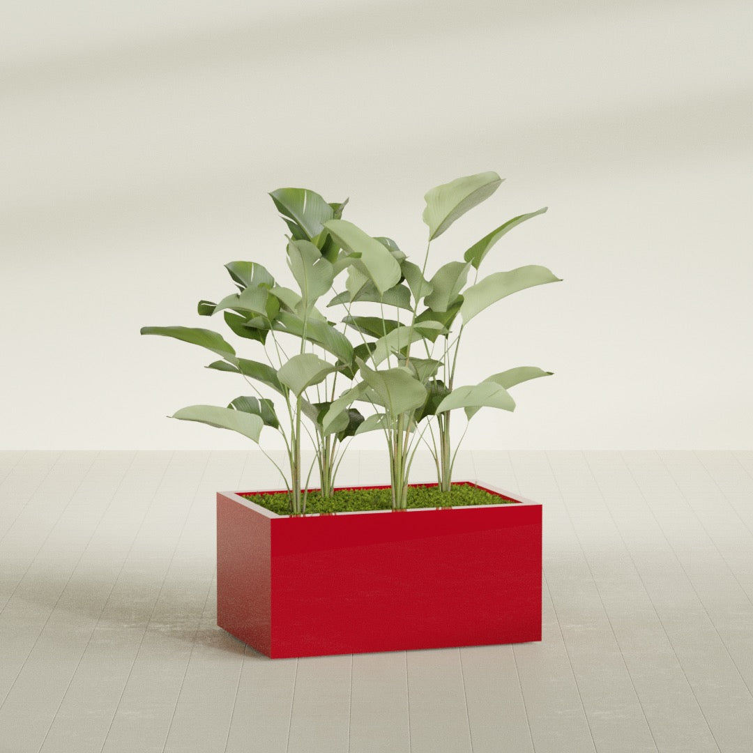 Torino Large Wide Rectangle Fiberglass Planter - 36 in x 24 in x 18 in - Gloss Red - Gloss Red,36 in x 24 in x 18 in