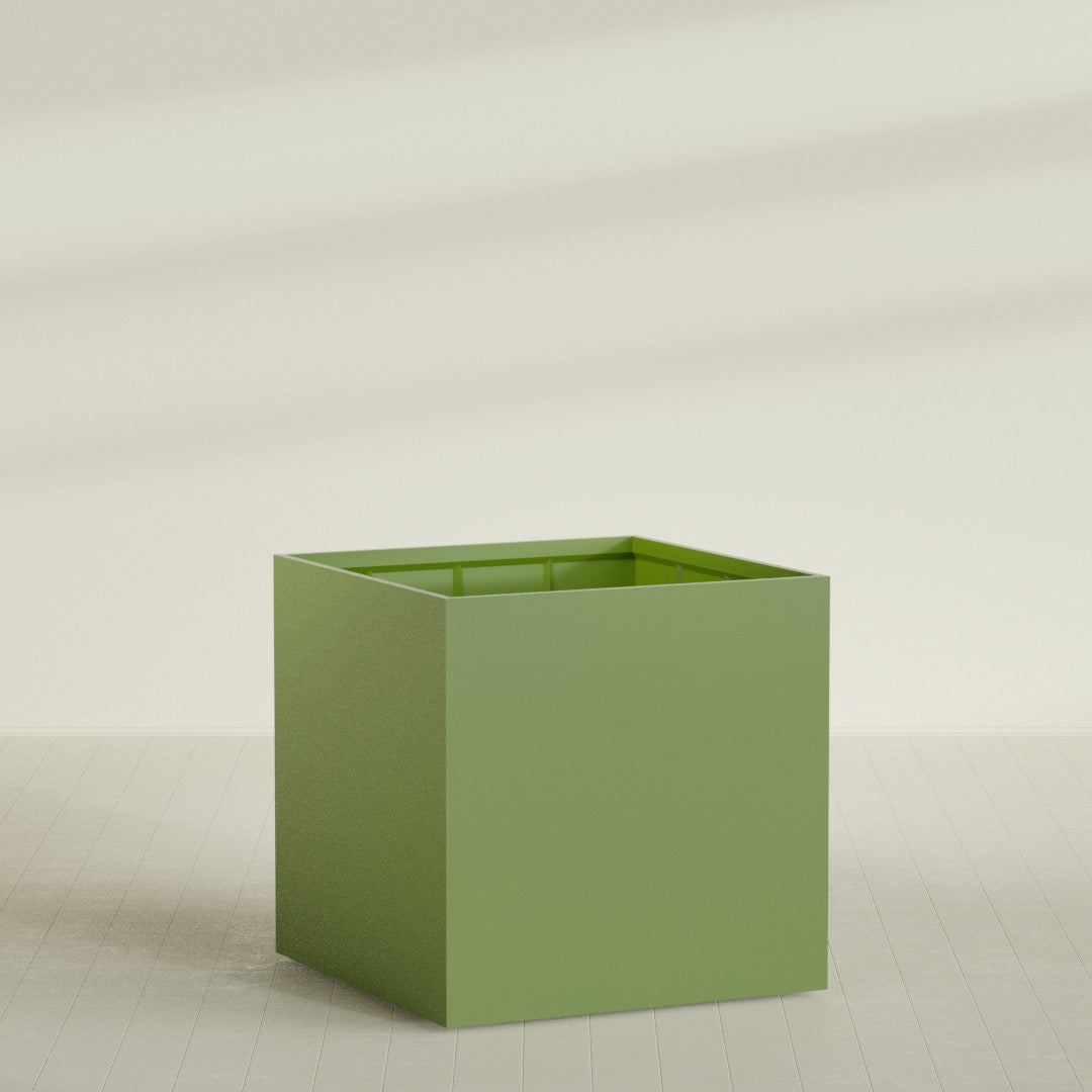 Montroy Extra Large Cube Square Fiberglass Planter - 60 in x 60 in x 60 in - Satin Green - Satin Green,60 in x 60 in x 60 in