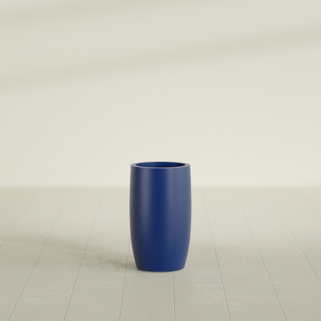 Lisbon Medium Round Fiberglass Planter - 14 in x 14 in x 25 in - Matte Cobalt Blue - Matte Cobalt Blue,14 in x 14 in x 25 in