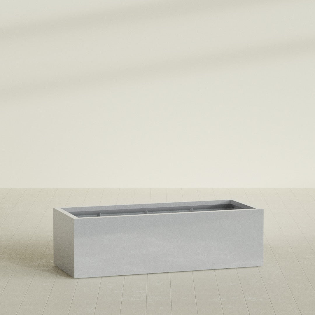 Torino Extra Large Wide Rectangle Fiberglass Planter - 60 in x 24 in x 18 in - Metallic Silver - Metallic Silver,60 in x 24 in x 18 in