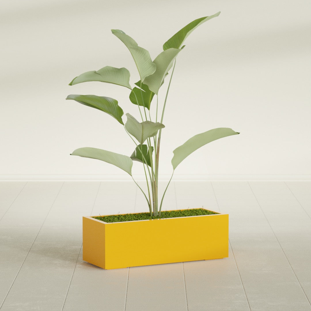 Cuba Large Long Rectangle Fiberglass Planter - 36 in x 14 in x 12 in - Gloss Saffron - Gloss Saffron,36 in x 14 in x 12 in