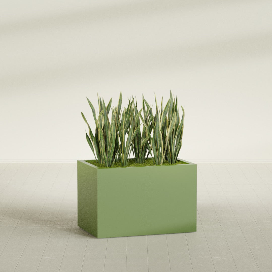 Granada Large Rectangle Fiberglass Planter - 36 in x 24 in x 24 in - Satin Green - Satin Green,36 in x 24 in x 24 in