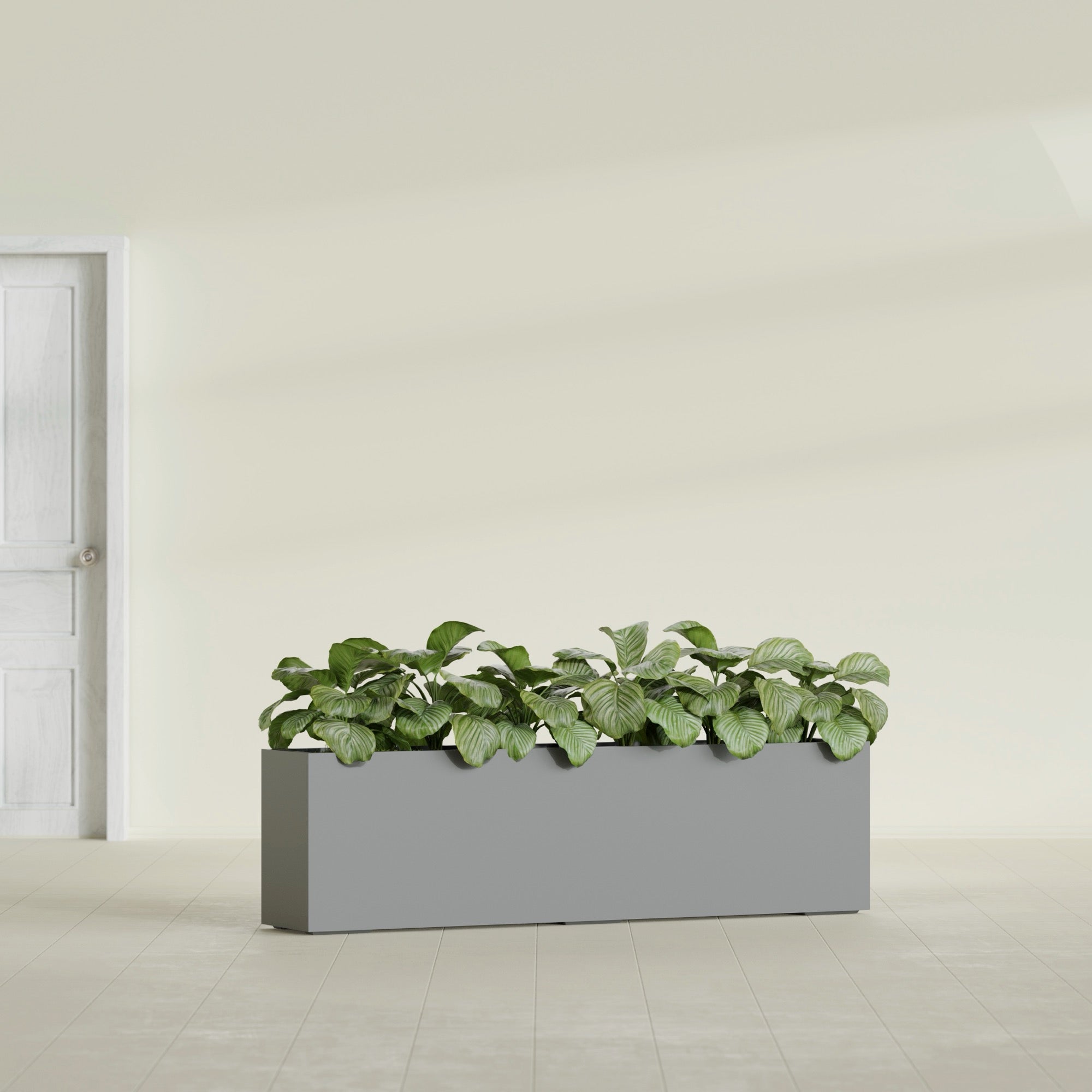 Hudson Extra Large Long Rectangle Fiberglass Planter - 100 in x 18 in x 28 in - Metallic Gunmetal - Metallic Gunmetal,100 in x 18 in x 28 in