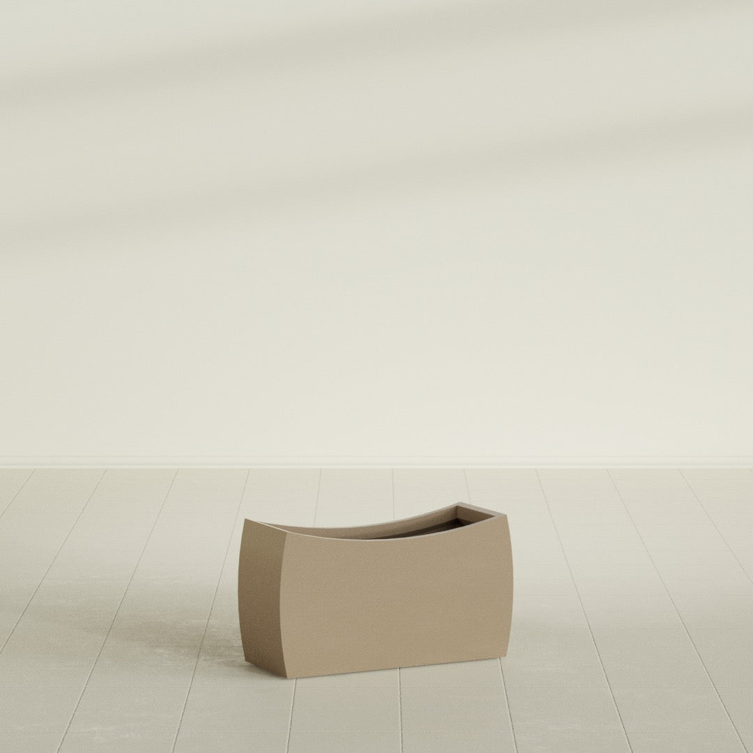 Seoul Large Curved Abstract Fiberglass Planter - 32 in x 12 in x 18 in - Metallic Gold - Metallic Gold,32 in x 12 in x 18 in