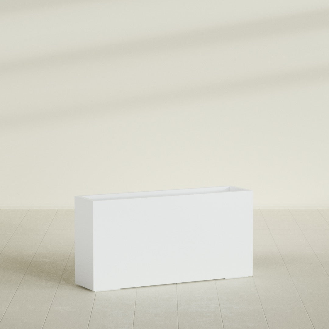 Hollywood Extra Large Narrow Rectangle Fiberglass Planter - 48 in x 12 in x 24 in - Matte White - Matte White,48 in x 12 in x 24 in