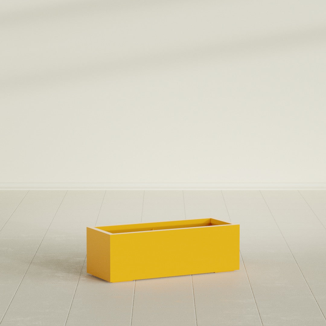 Cuba Large Long Rectangle Fiberglass Planter - 36 in x 14 in x 12 in - Gloss Saffron - Gloss Saffron,36 in x 14 in x 12 in