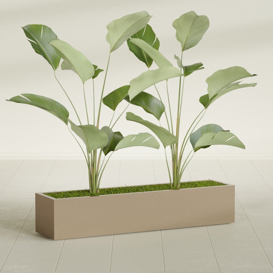 Cuba Extra Large Long Rectangle Fiberglass Planter - 60 in x 14 in x 12 in - Metallic Gold - Metallic Gold,60 in x 14 in x 12 in