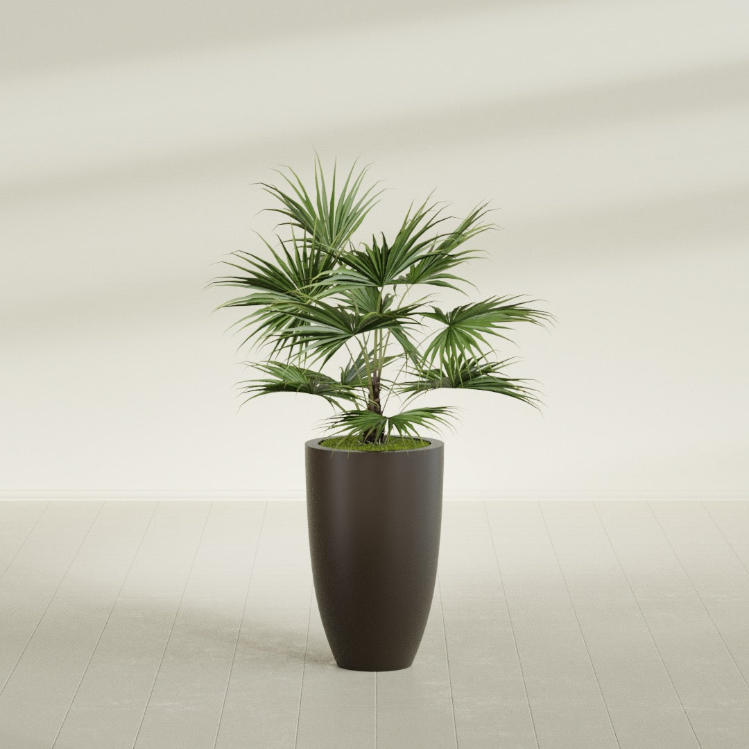 Brannan Medium Round Fiberglass Planter - 18 in x 18 in x 29 in - Matte Brown - Matte Brown,18 in x 18 in x 29 in