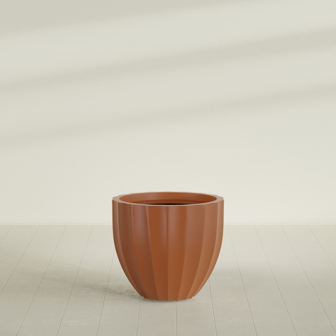 Santa Barbara Medium Round Fiberglass Planter - 23 in x 23 in x 20.3 in - Matte Terracotta - Matte Terracotta,23 in x 23 in x 20 in