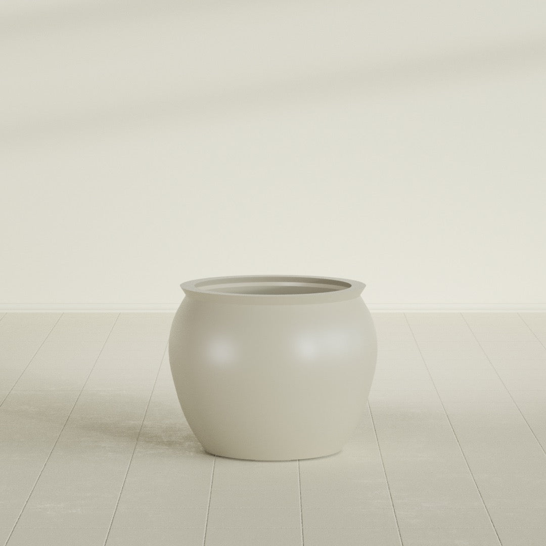 Fishbowl Medium Round Fiberglass Planter - 21.5 in x 21.5 in x 19 in - Satin Beige - Satin Beige,21.5 in x 21.5 in x 19 in