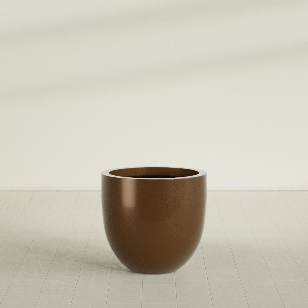 Alzira Large Round Fiberglass Planter - 30 in x 30 in x 28 in - Metallic Bronze - Metallic Bronze,30 in x 30 in x 28 in
