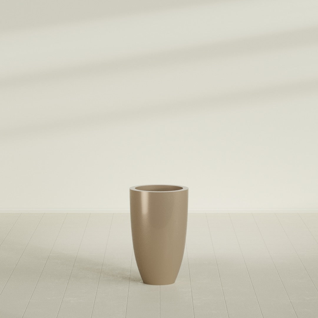 Brannan Medium Round Fiberglass Planter - 18 in x 18 in x 29 in - Metallic Gold - Metallic Gold,18 in x 18 in x 29 in