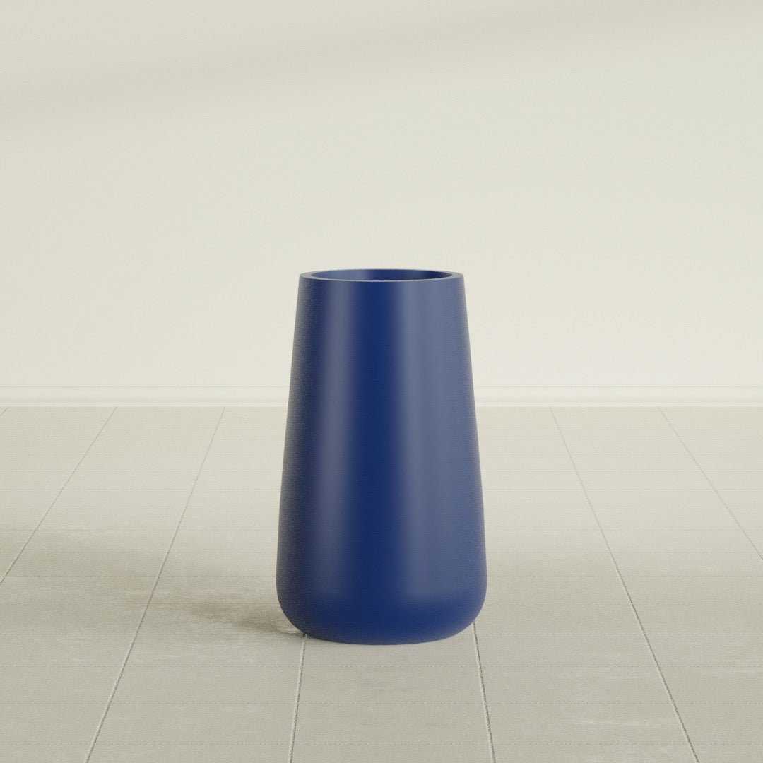 Saigon Large Tapered Round Planter - 14 in x 14 in x 30 in - Matte Cobalt Blue - Matte Cobalt Blue,13.7 in x 13.7 in 30 in