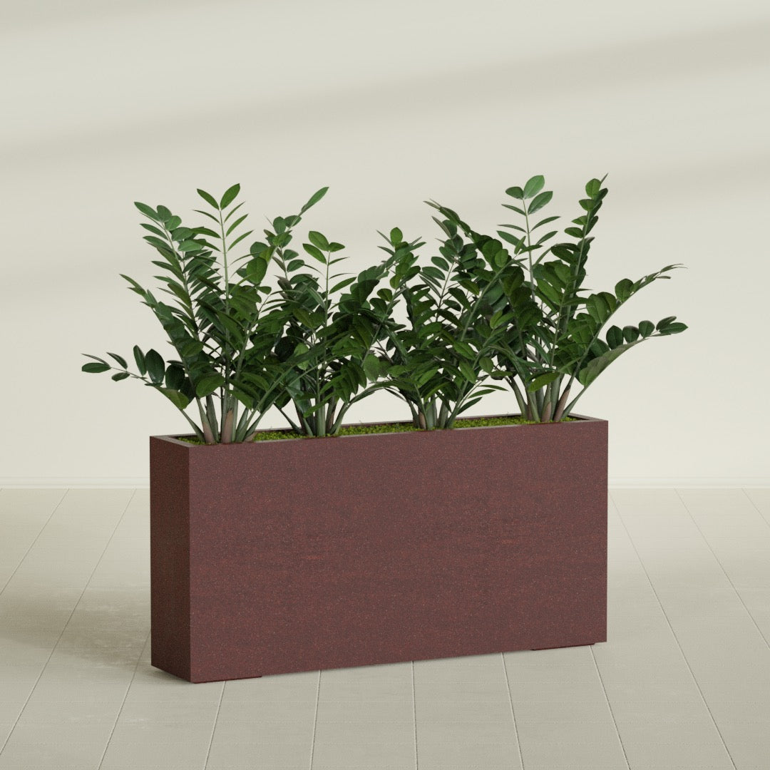 10"-Wide Rectangle - 48in x 10in x 24in - Weathered Steel - Rust - Weathered Steel - Rust,48 in x 10 in x 24 in