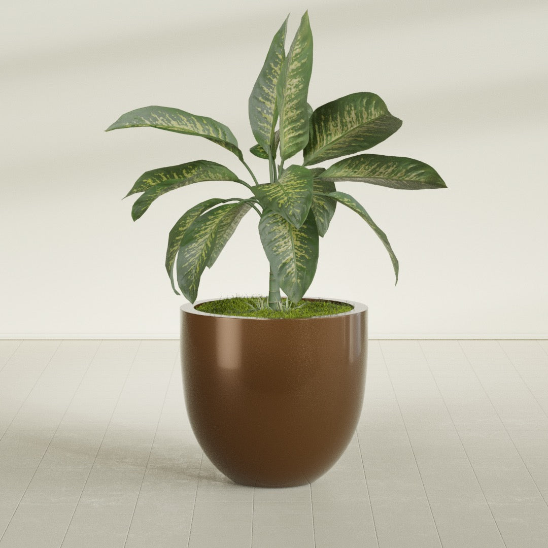 Alzira Large Round Fiberglass Planter - 30 in x 30 in x 28 in - Metallic Bronze - Metallic Bronze,30 in x 30 in x 28 in