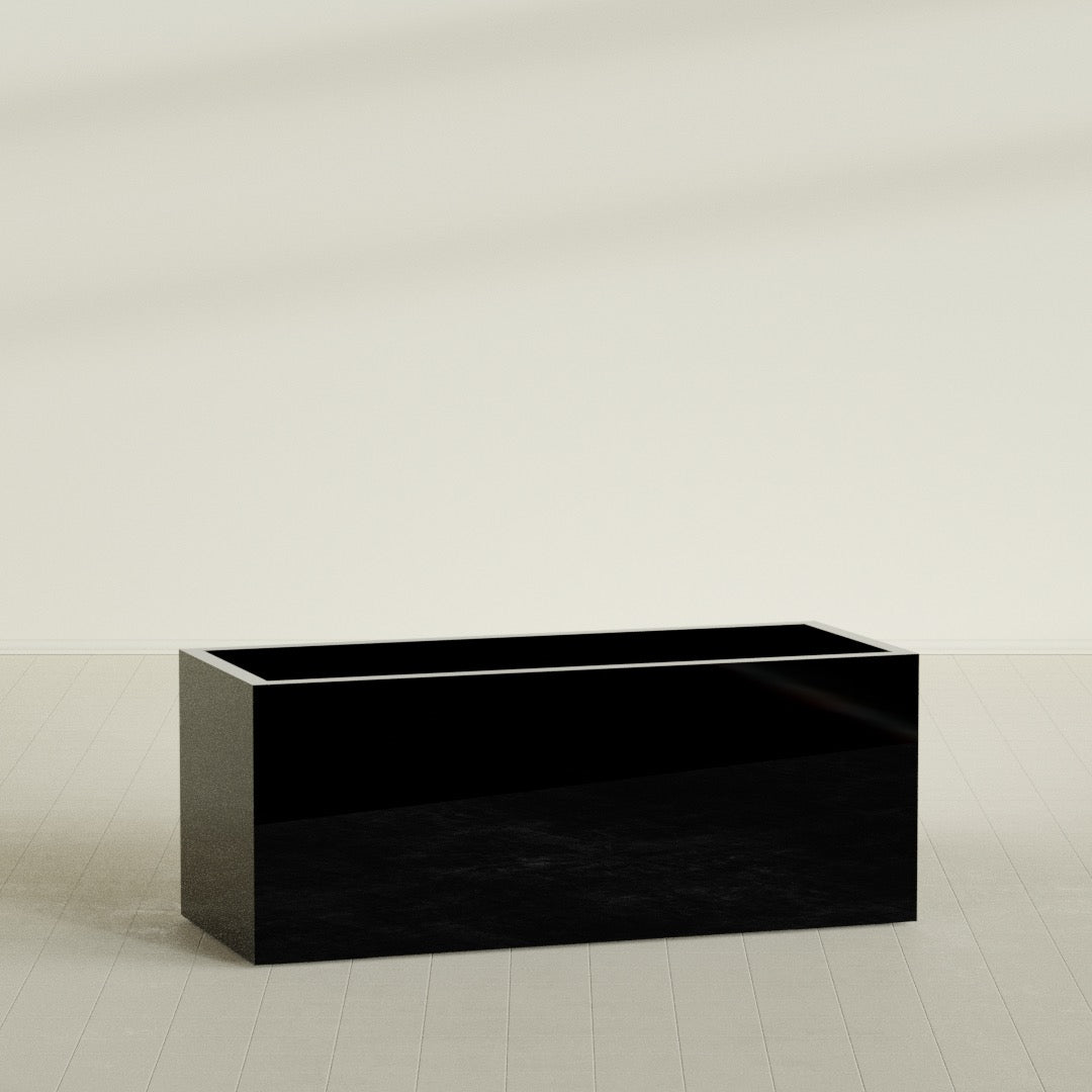 Granada Extra Large Long Rectangle Fiberglass Planter - 60 in x 24 in x 24 in - Gloss Black - Gloss Black,60 in x 24 in x 24 in