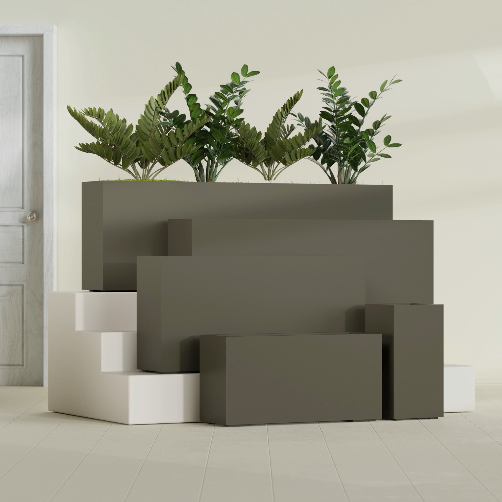 Hollywood Extra Large Narrow Rectangle Fiberglass Planter - 60 in x 12 in x 24 in - Matte Bronze - Matte Bronze,60 in x 12 in x 24 in