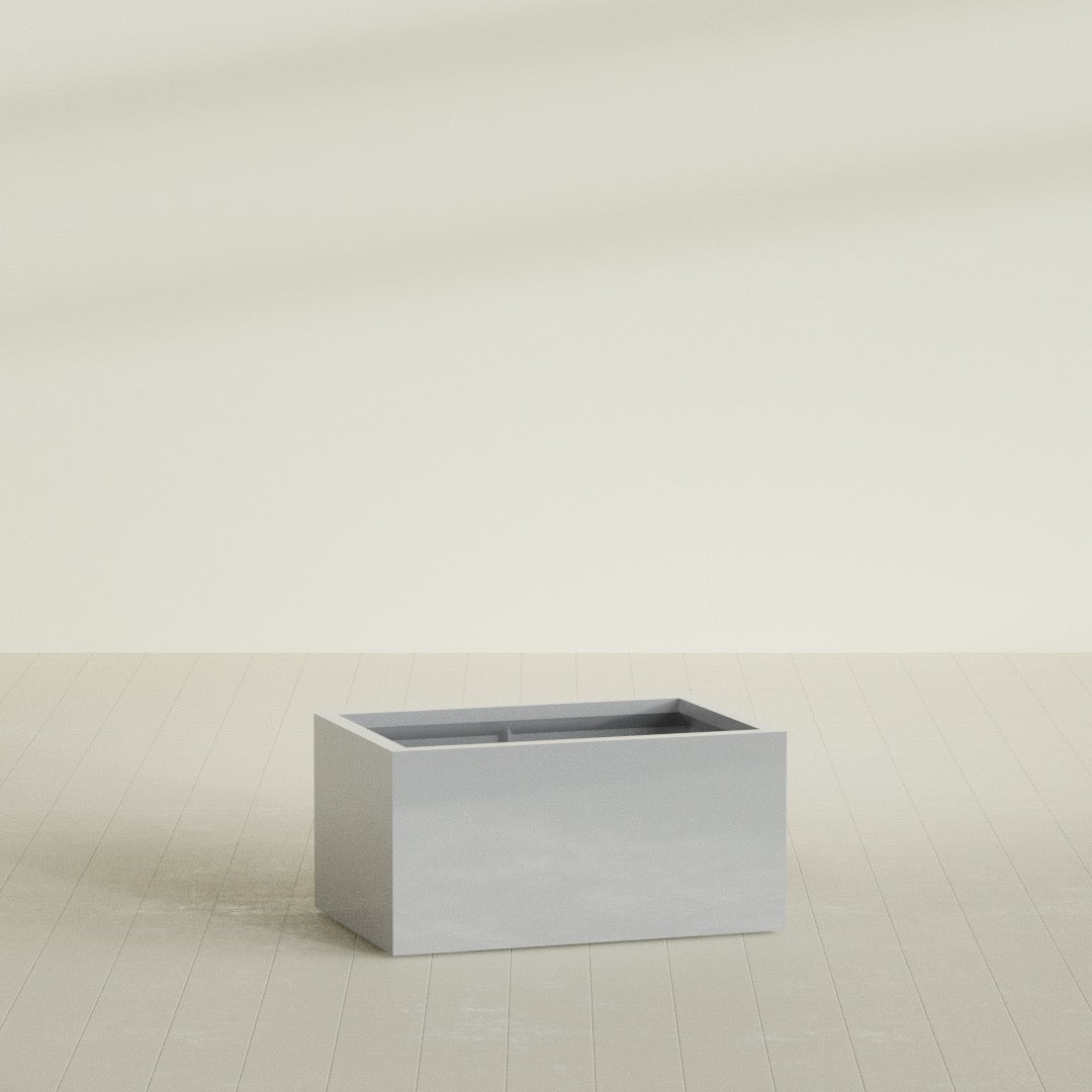 Torino Large Wide Rectangle Fiberglass Planter - 36 in x 24 in x 18 in - Metallic Silver - Metallic Silver,36 in x 24 in x 18 in