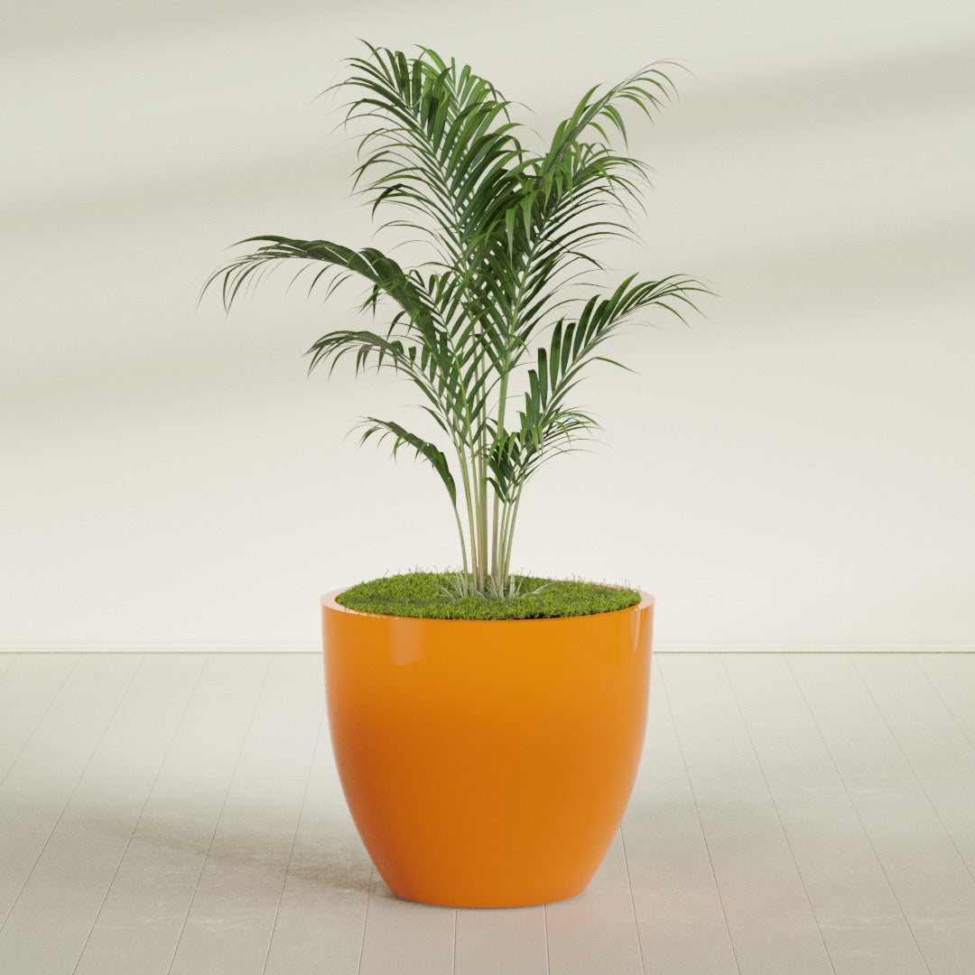 Wannsee Large Round Fiberglass Planter - 44 in x 44 in x 39 in - Gloss Tangerine - Gloss Tangerine,44 in x 44 in x 39 in