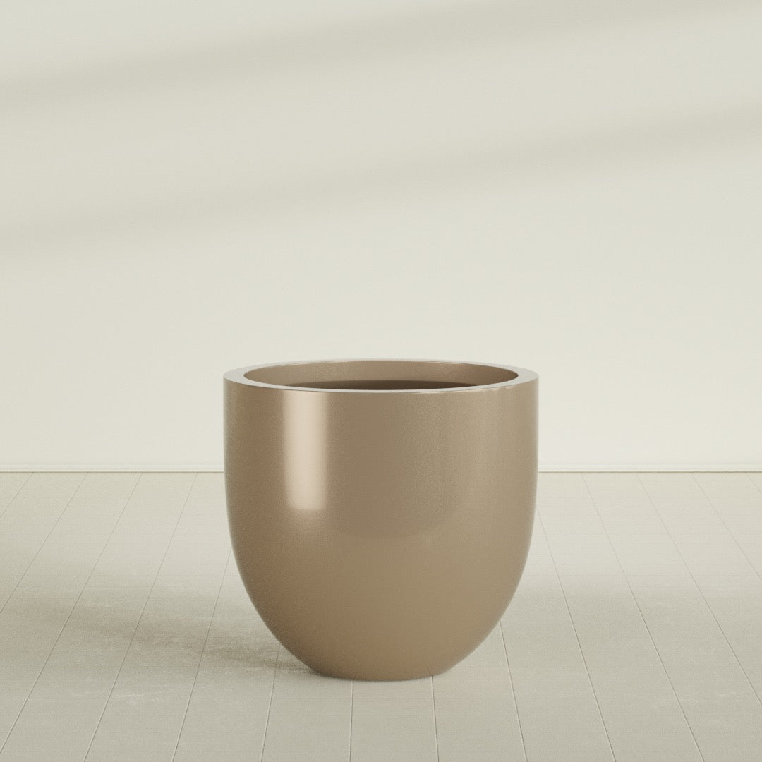 Alzira Large Round Fiberglass Planter - 36 in x 36 in x 34 in - Metallic Gold - Metallic Gold,36 in x 36 in x 34 in