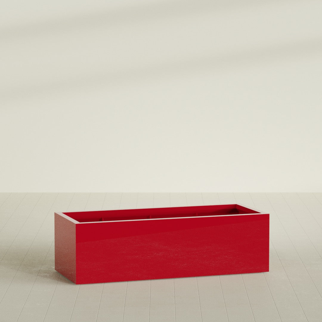 Torino Extra Large Wide Rectangle Fiberglass Planter - 60 in x 24 in x 18 in - Gloss Red - Gloss Red,60 in x 24 in x 18 in