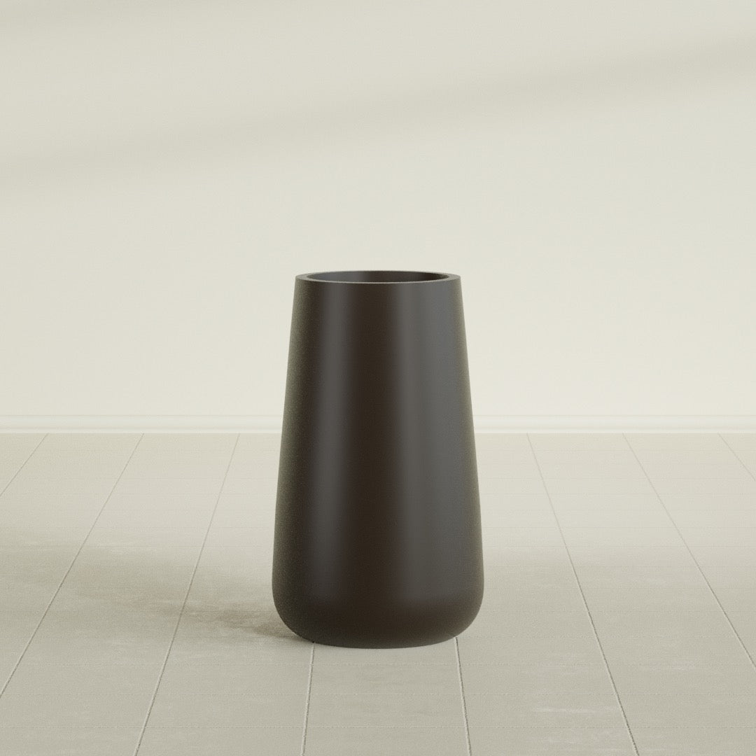 Saigon Large Tapered Round Planter - 16 in x 21 in x 36 in - Matte Brown - Matte Brown,16.4 in x 20.7 in x 36 in