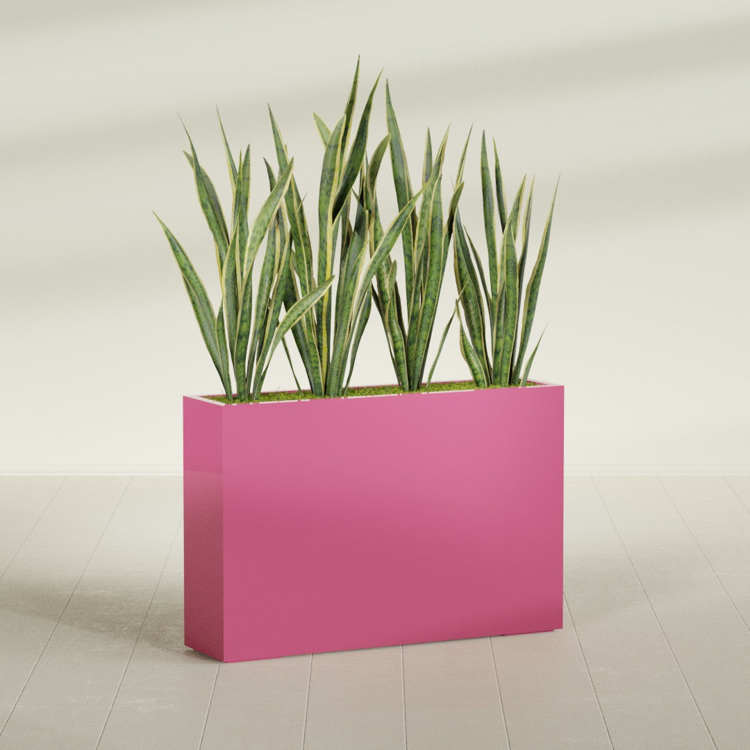 Delray Extra Large Long Rectangle Fiberglass Planter - 48 in x 12 in x 32 in - Gloss Pink Violet - Gloss Pink Violet,48 in x 12 in x 32 in