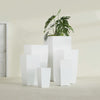 Toulan Medium Tall Tapered Square Fiberglass Planter - 12 in x 12 in x 22 in - Matte White - Matte White,12 in x 12 in x 22 in