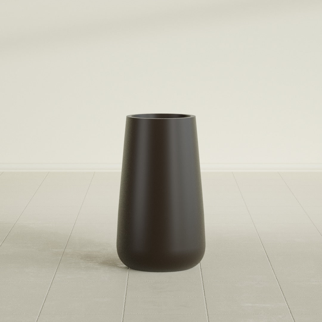 Saigon Large Tapered Round Planter - 14 in x 14 in x 30 in - Matte Brown - Matte Brown,13.7 in x 13.7 in 30 in