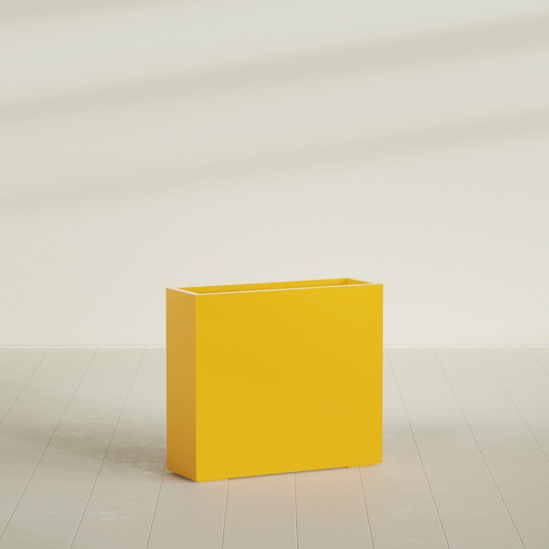 Delray Large Tall Rectangle Fiberglass Planter - 36 in x 12 in x 32 in - Gloss Saffron - Gloss Saffron,36 in x 12 in x 32 in