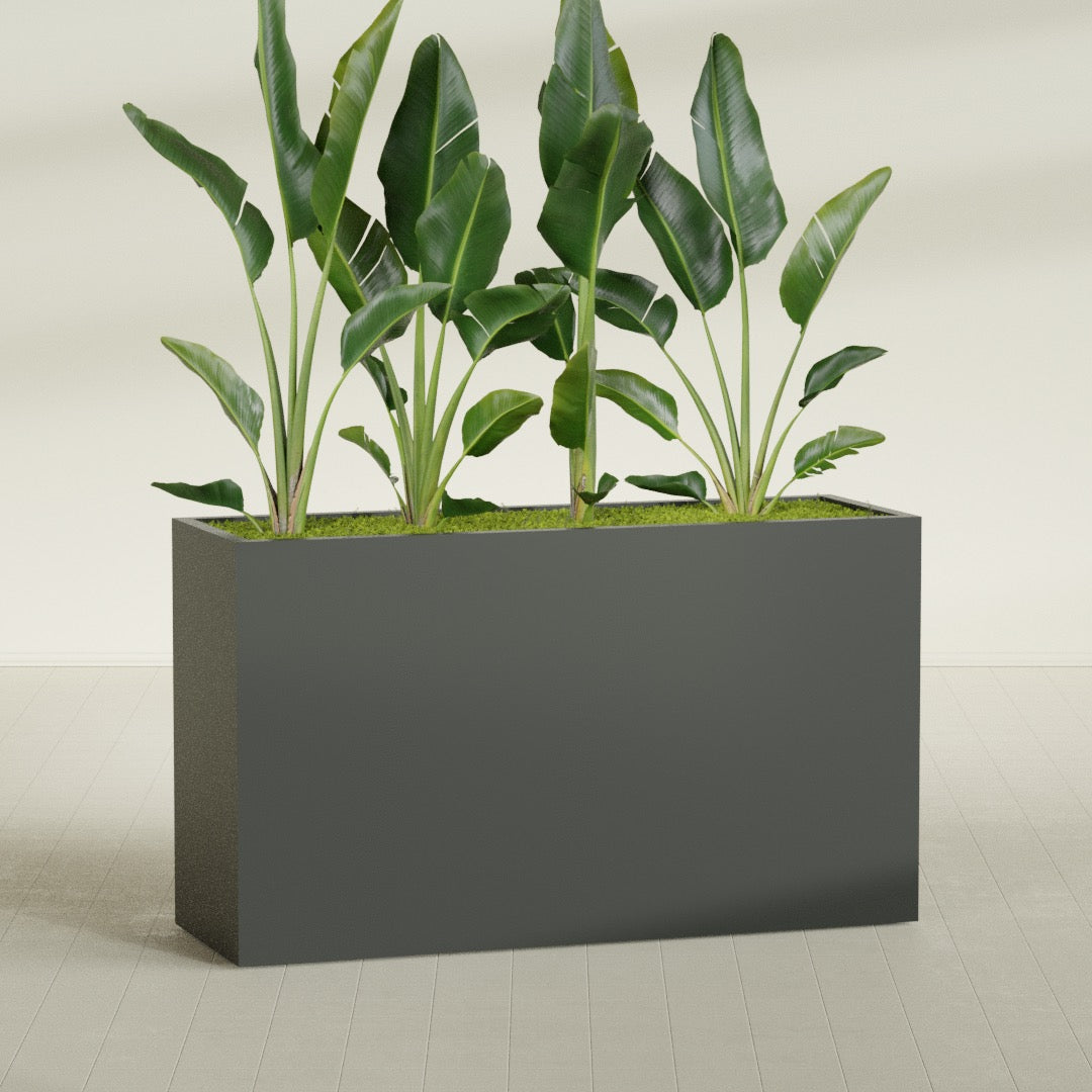 Darwin Extra Large Long Rectangle Fiberglass Planter - 72 in x 24 in x 42 in - Matte Charcoal - Matte Charcoal,72 in x 24 in x 42 in