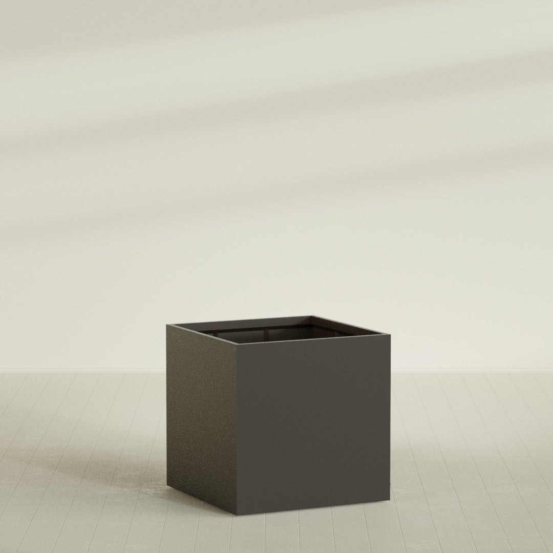 Montroy Extra Large Cube Square Fiberglass Planter - 48 in x 48 in x 48 in - Matte Brown - Matte Brown,48 in x 48 in x 48 in
