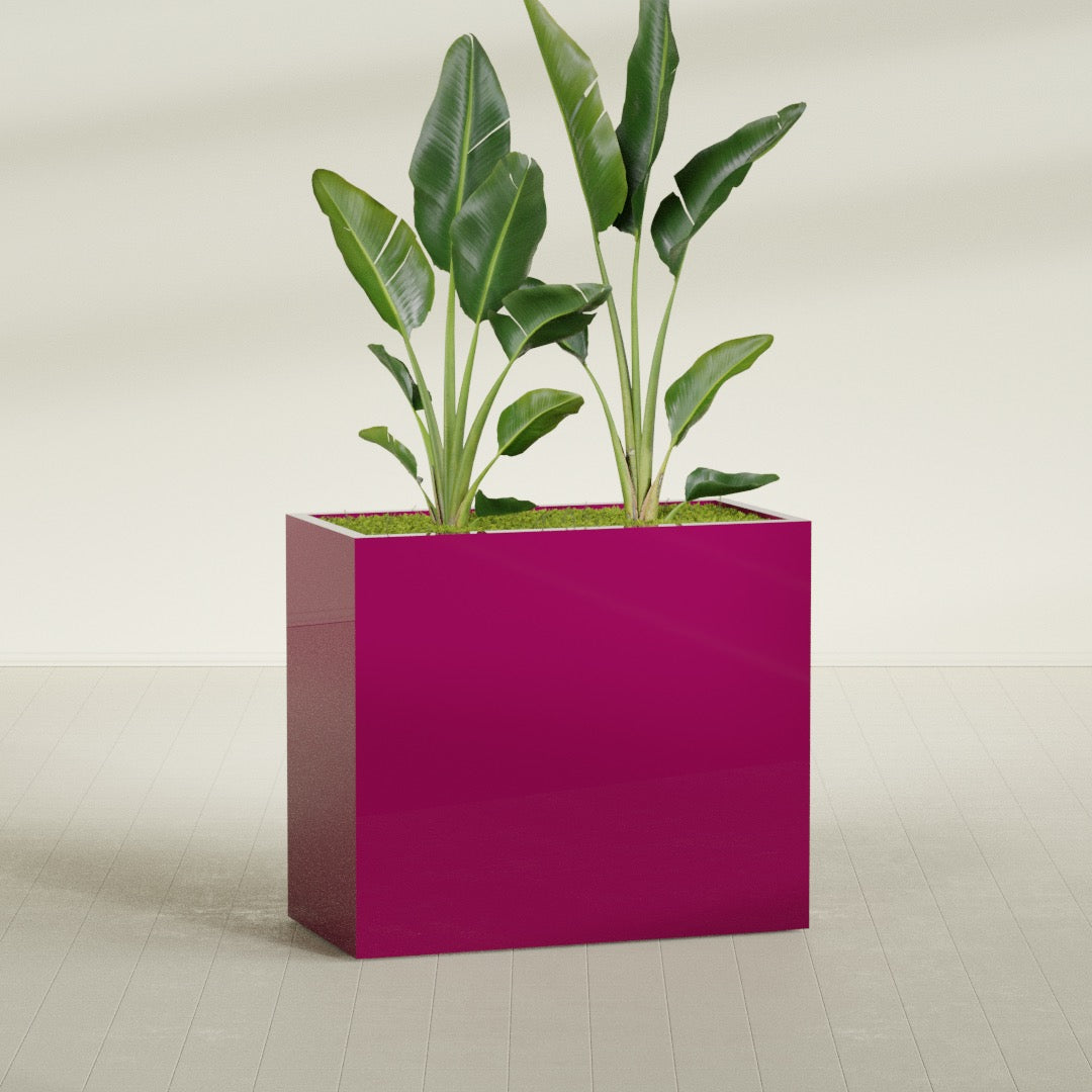 Darwin Extra Large Rectangle Fiberglass Planter - 48 in x 24 in x 42 in - Gloss Eggplant - Gloss Eggplant,48 in x 24 in x 42 in