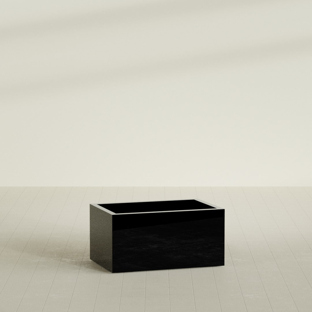Torino Large Wide Rectangle Fiberglass Planter - 36 in x 24 in x 18 in - Gloss Black - Gloss Black,36 in x 24 in x 18 in