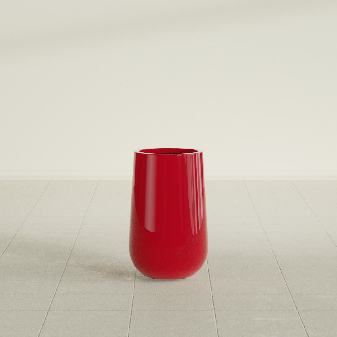 Tall Hayden Medium Round Fiberglass Planter - 18 in x 18 in x 29 in - Gloss Red - Gloss Red,18 in x 18 in x 29 in