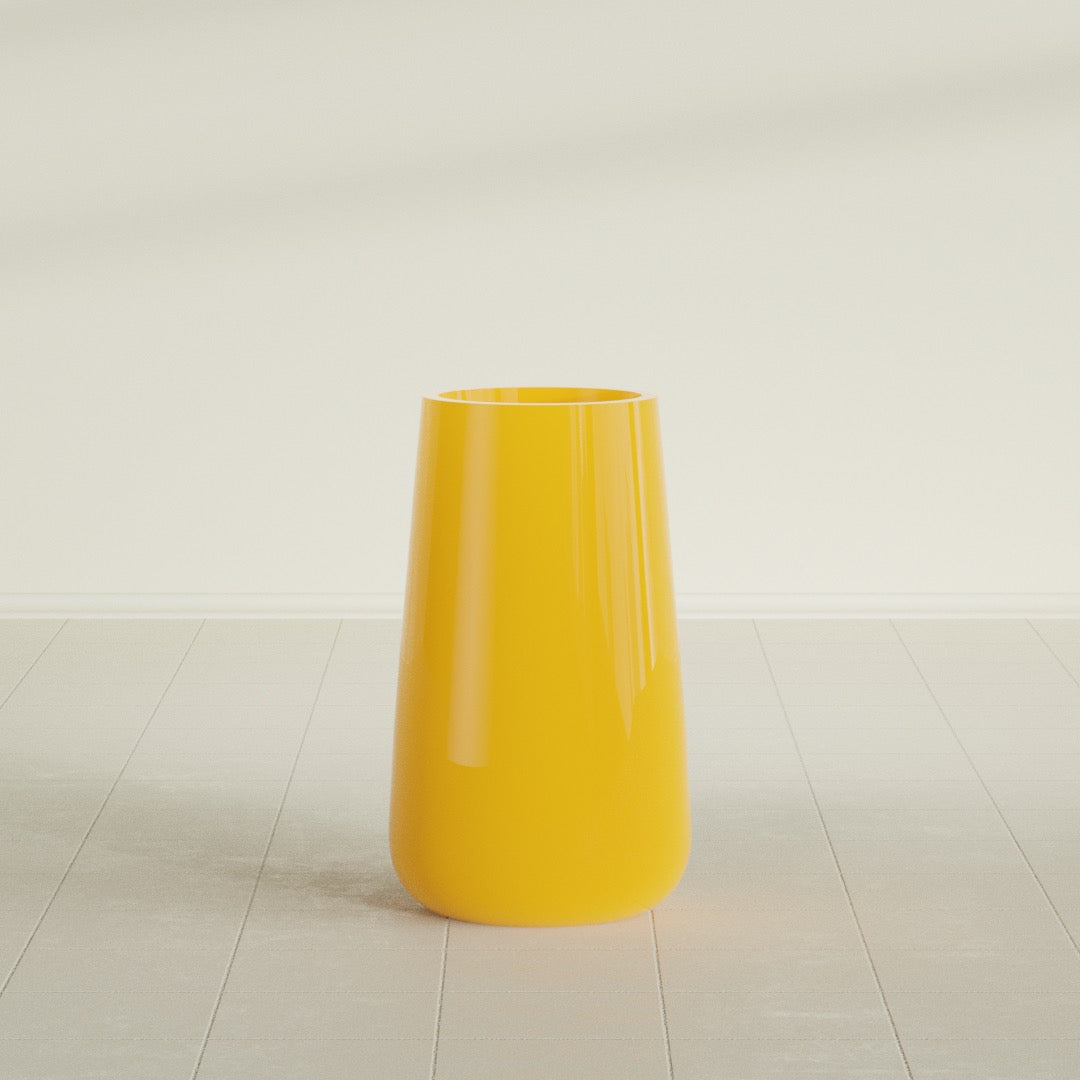 Saigon Large Tapered Round Planter - 16 in x 21 in x 36 in - Gloss Saffron - Gloss Saffron,16.4 in x 20.7 in x 36 in