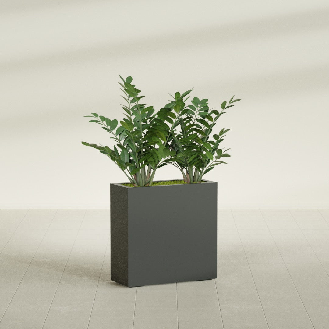 Milano Medium Narrow Rectangle Fiberglass Planter - 24 in x 10 in x 24 in - Matte Charcoal - Matte Charcoal,24 in x 10 in x 24 in