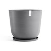Oslo Medium Round Planter - 25.5 in x 25.5 in x 22.3 in - Planter + Saucer - Grey - Grey,25.5 in x 25.5 in x 22.25 in,Planter + Saucer