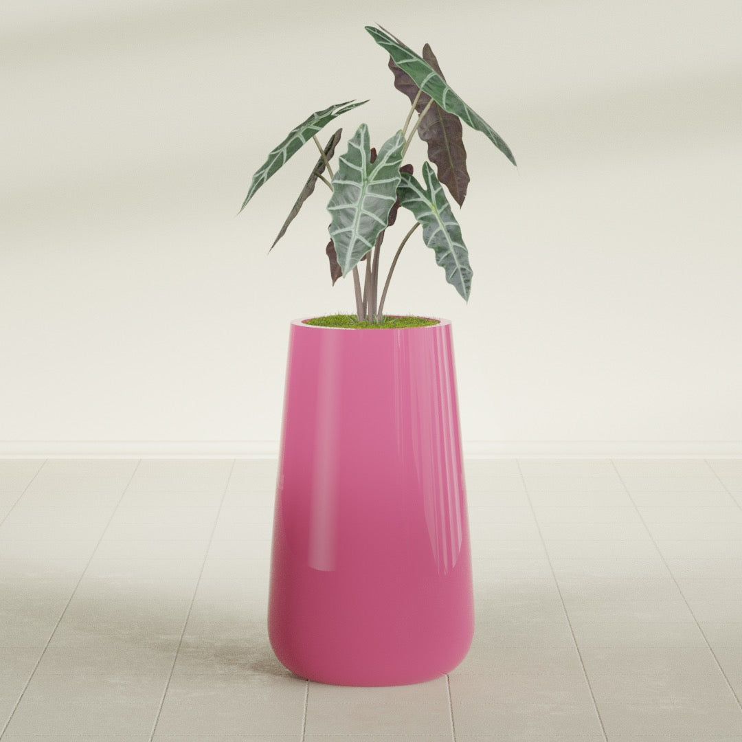 Saigon Large Tapered Round Planter - 16 in x 21 in x 36 in - Gloss Pink Violet - Gloss Pink Violet,16.4 in x 20.7 in x 36 in