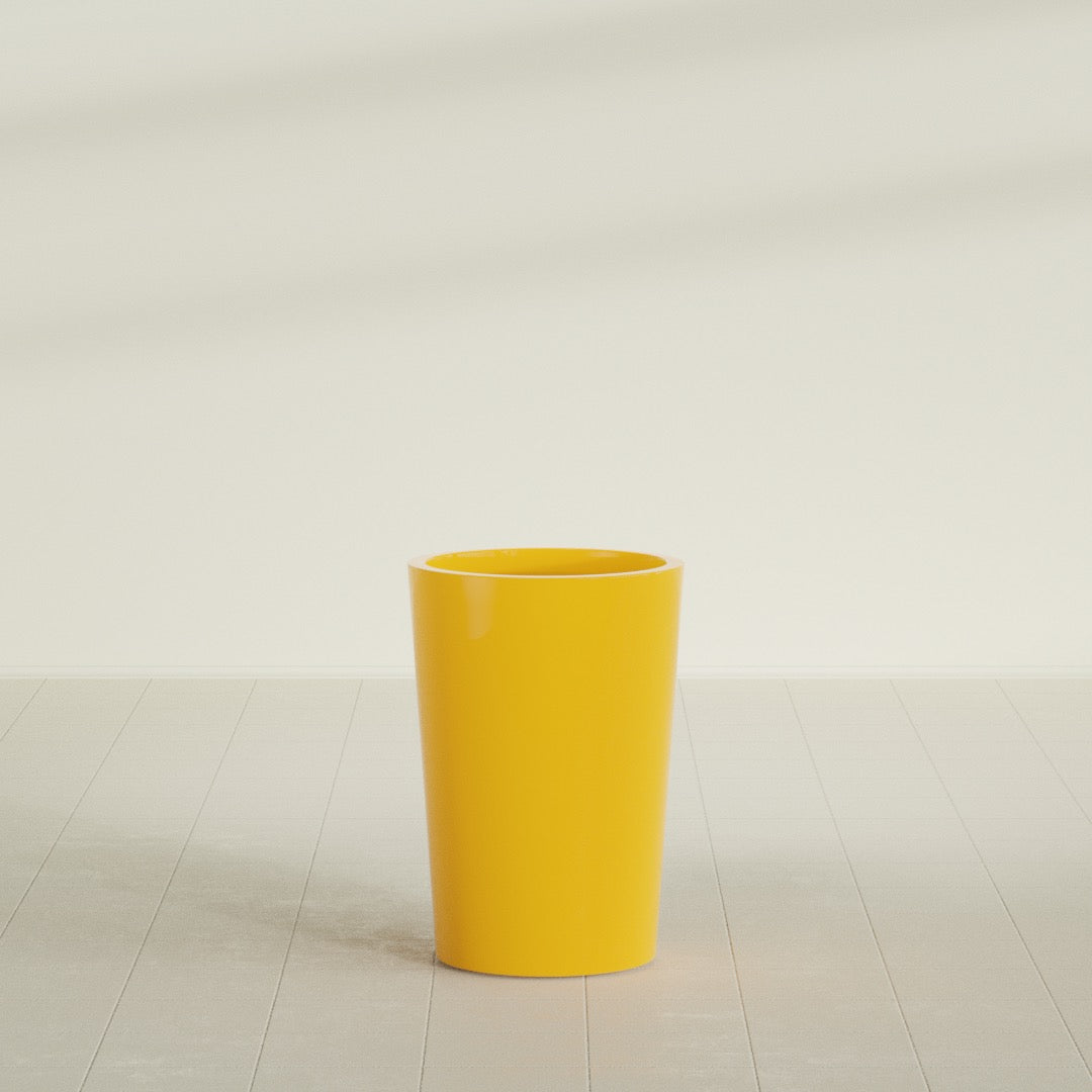 Tegel Medium Round Fiberglass Planter - 18 in x 18 in x 26 in - Gloss Saffron - Gloss Saffron,18 in x 18 in x 26 in