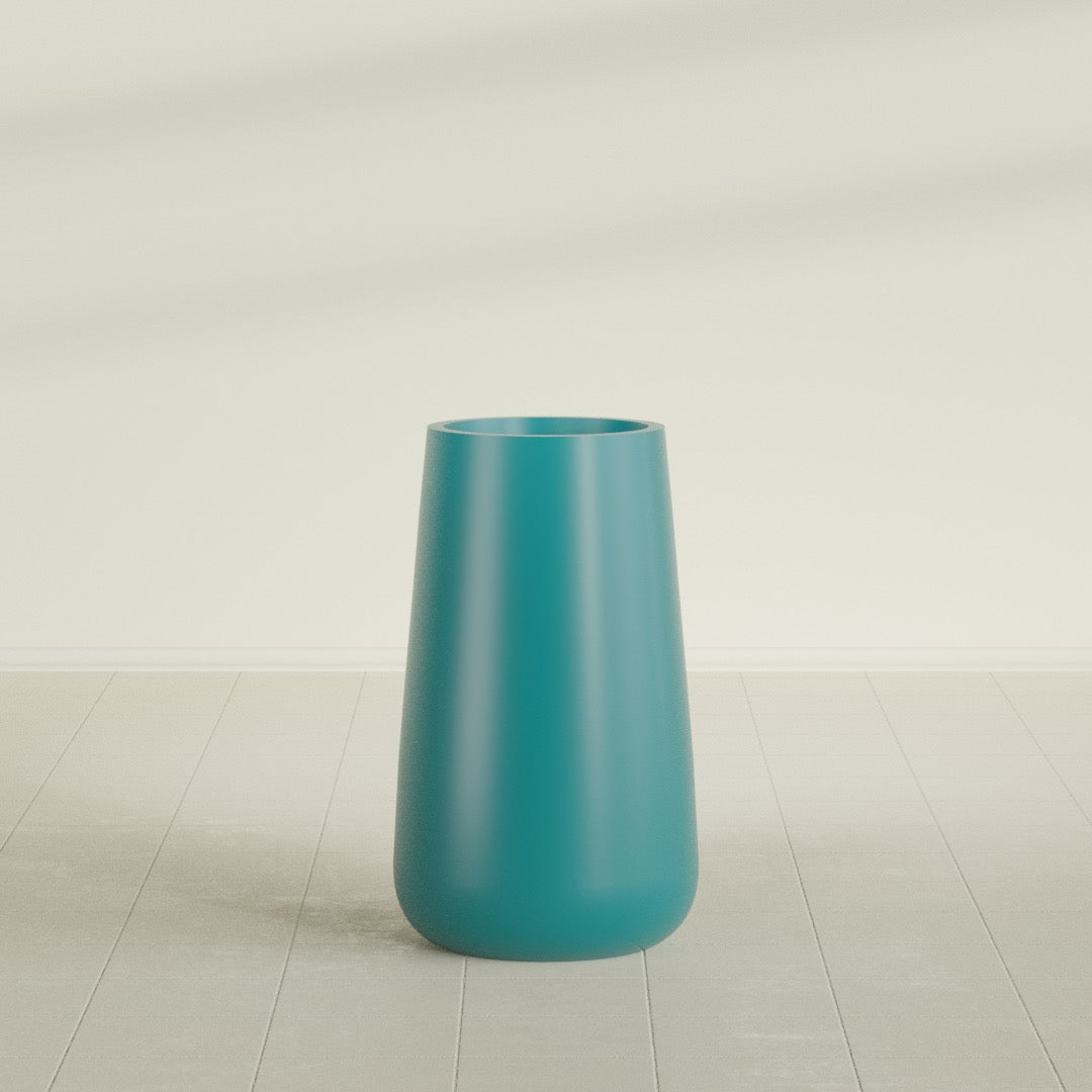 Saigon Extra Large Tapered Round Planter - 19 in x 24 in x 42 in - Satin Sea Foam - Satin Sea Foam,19.2 in x 24.2 in x 42 in