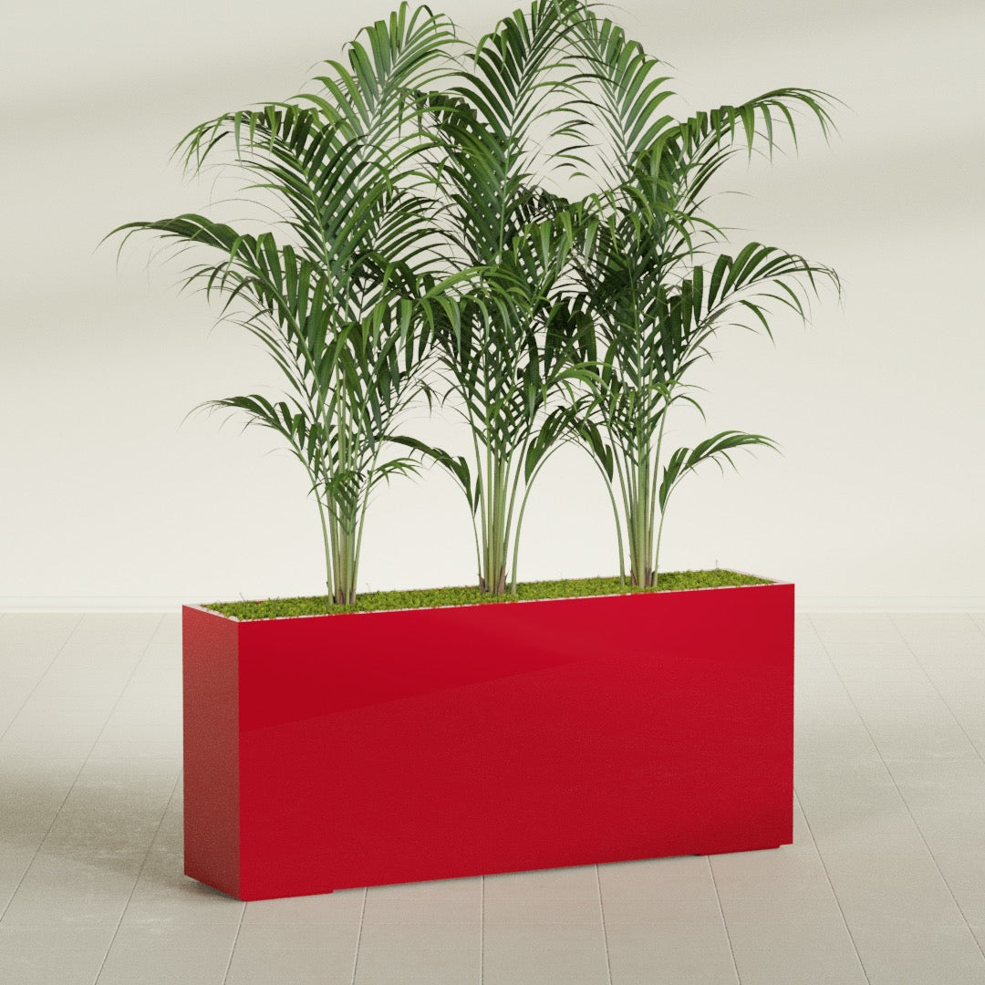 Potsdam Extra Large Long Rectangle Fiberglass Planter - 72 in x 16 in x 32 in - Gloss Red - Gloss Red,72 in x 16 in x 32 in