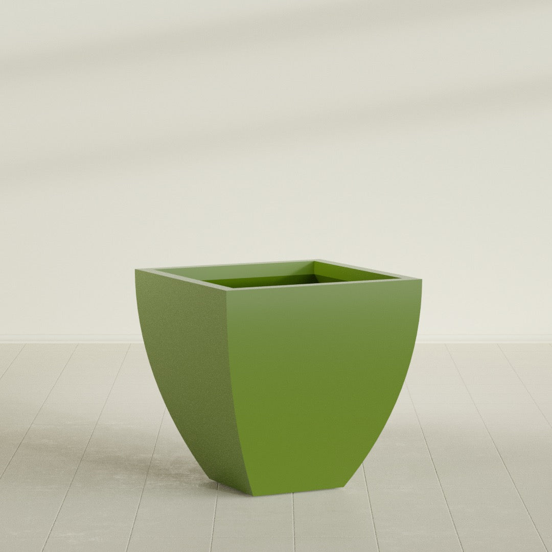 Lima Large Tapered Square Fiberglass Planter - 30 in x 30 in x 30 in - Satin Green - Satin Green,30 in x 30 in x 30 in